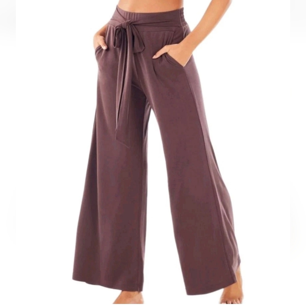 Fabletic Chris Washed Tricot Wide Leg Pants Woman XXL Expresso Purple High Rise